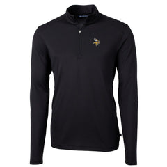 Minnesota Vikings Cutter & Buck Big & Tall Virtue Eco Pique Quarter-Zip Pullover Jacket - Black - NFL