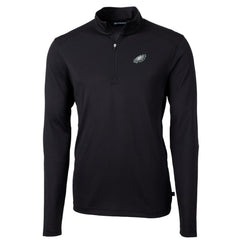 Philadelphia Eagles Cutter & Buck Big & Tall Virtue Eco Pique Quarter-Zip Pullover Jacket - Black - NFL