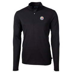 Pittsburgh Steelers Cutter & Buck Big & Tall Virtue Eco Pique Quarter-Zip Pullover Jacket - Black - NFL