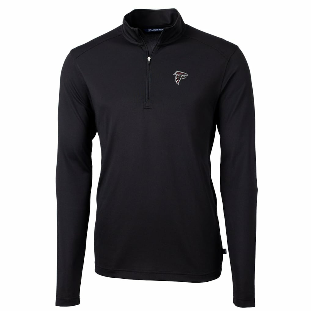 Atlanta Falcons Cutter & Buck Big & Tall Virtue Eco Pique Quarter-Zip Pullover Jacket - Black - NFL