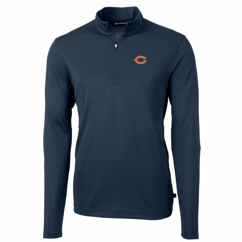 Chicago Bears Cutter & Buck Big & Tall Virtue Eco Pique Quarter-Zip Pullover Jacket - Navy - NFL