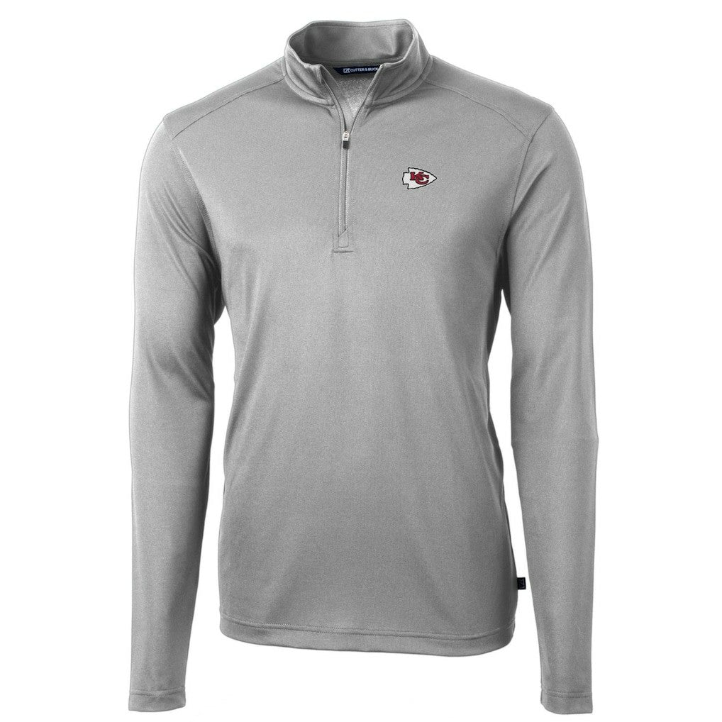 Kansas City Chiefs Cutter & Buck Big & Tall Virtue Eco Pique Quarter-Zip Pullover Jacket - Gray - NFL