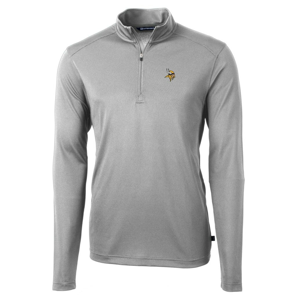 Minnesota Vikings Cutter & Buck Big & Tall Virtue Eco Pique Quarter-Zip Pullover Jacket - Gray - NFL