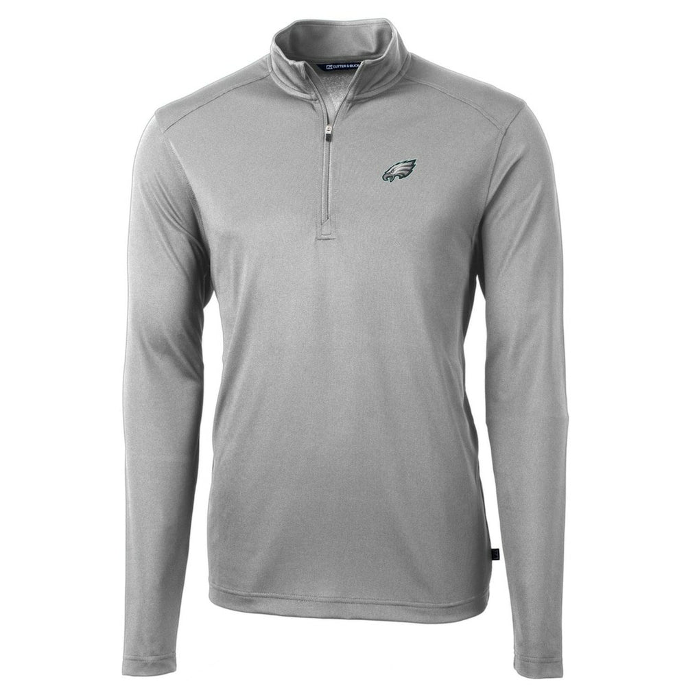 Philadelphia Eagles Cutter & Buck Big & Tall Virtue Eco Pique Quarter-Zip Pullover Jacket - Gray - NFL