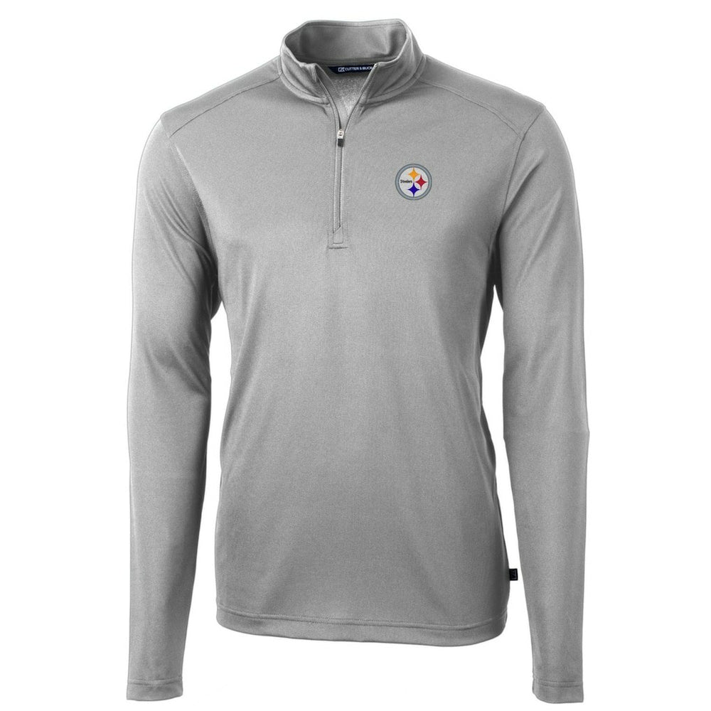 Pittsburgh Steelers Cutter & Buck Big & Tall Virtue Eco Pique Quarter-Zip Pullover Jacket - Gray - NFL