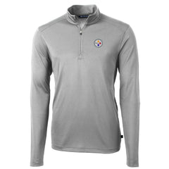 Pittsburgh Steelers Cutter & Buck Big & Tall Virtue Eco Pique Quarter-Zip Pullover Jacket - Gray - NFL