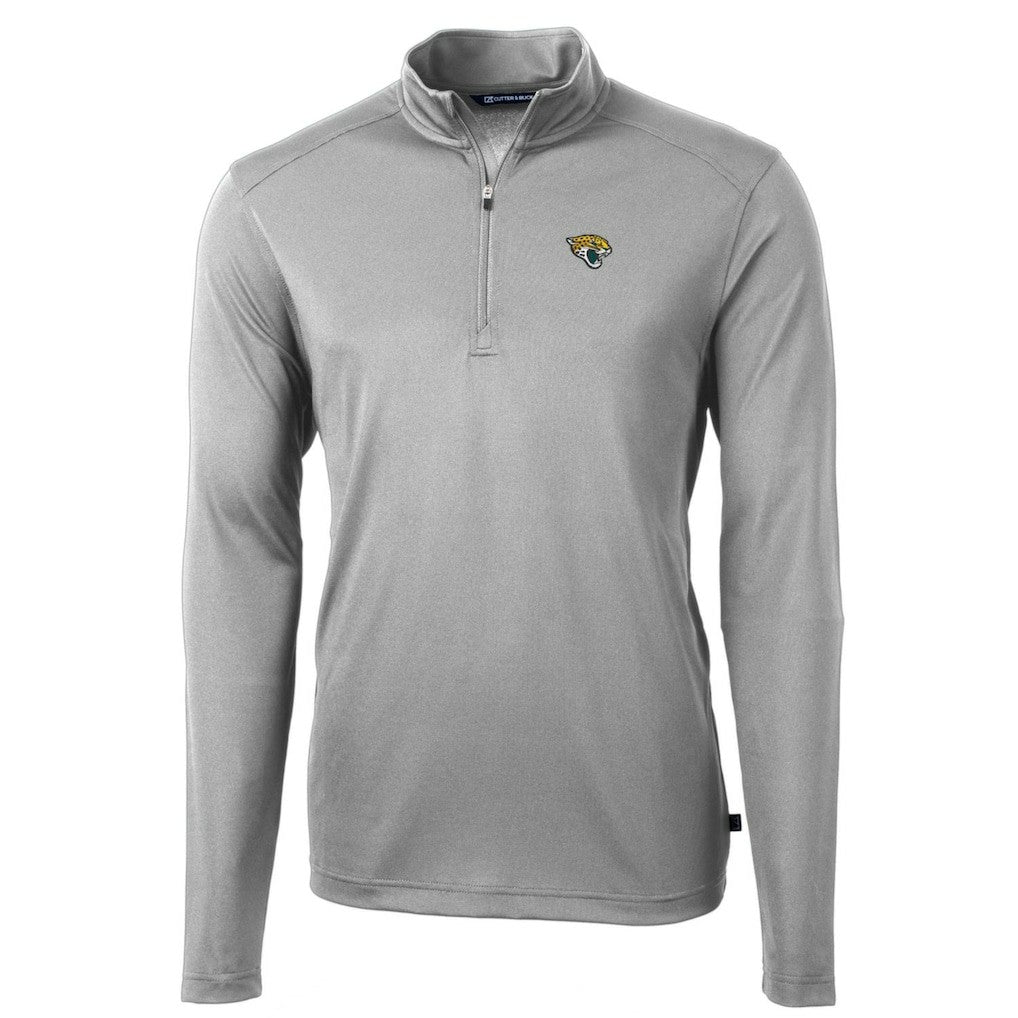 Jacksonville Jaguars Cutter & Buck Big & Tall Virtue Eco Pique Quarter-Zip Pullover Jacket - Gray - NFL