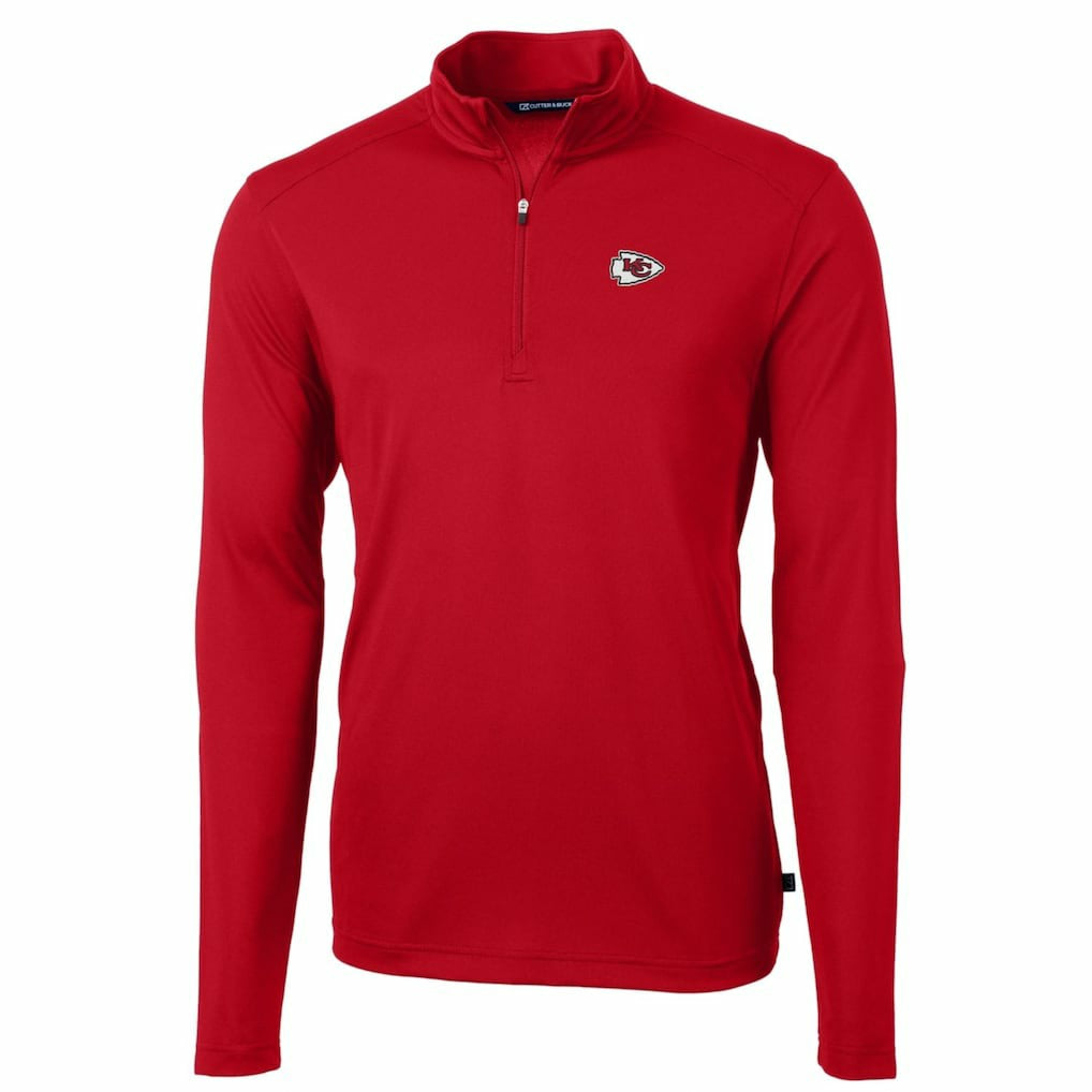 Kansas City Chiefs Cutter & Buck Big & Tall Virtue Eco Pique Quarter-Zip Pullover Jacket - Red - NFL