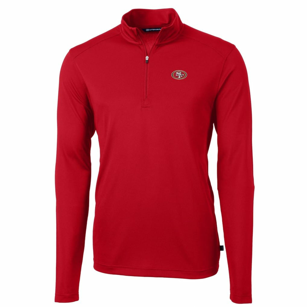 San Francisco 49ers Cutter & Buck Big & Tall Virtue Eco Pique Quarter-Zip Pullover Jacket - Scarlet - NFL