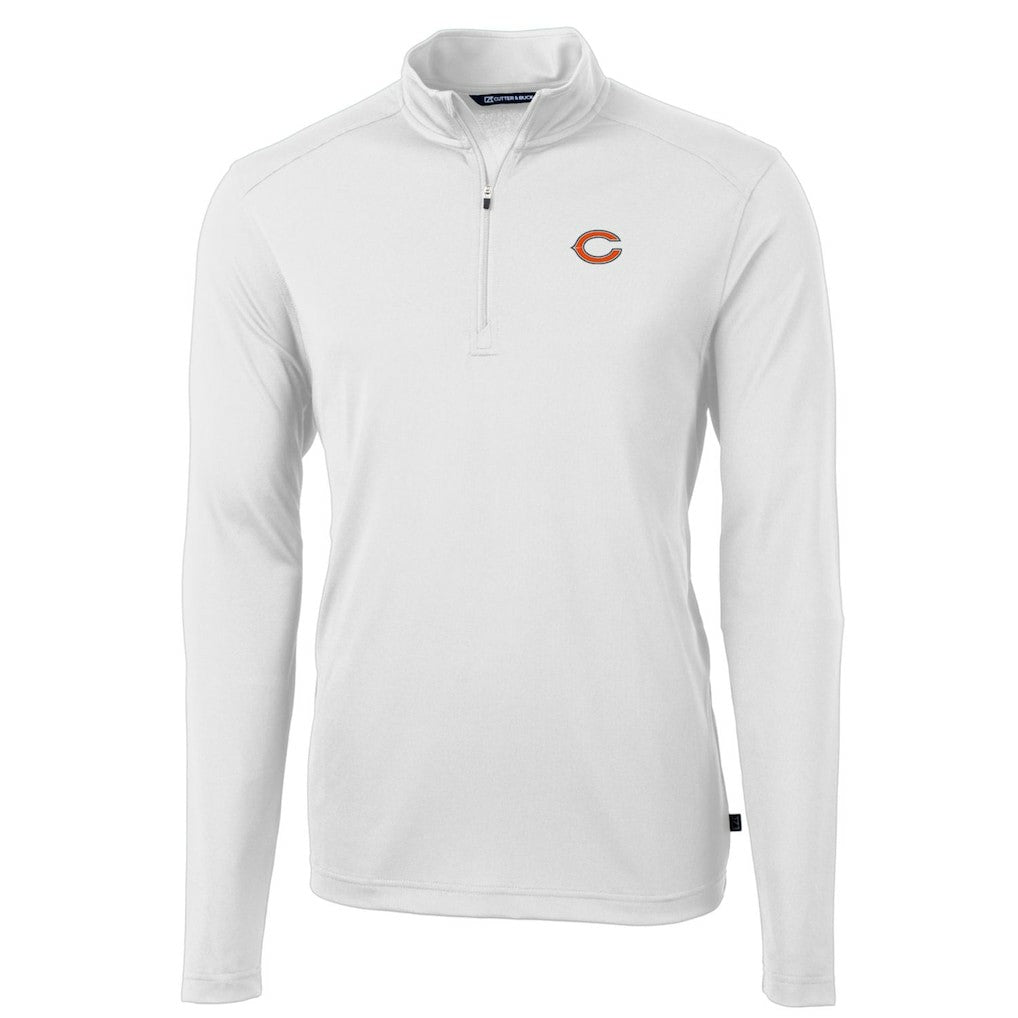 Chicago Bears Cutter & Buck Big & Tall Virtue Eco Pique Quarter-Zip Pullover Jacket - White - NFL