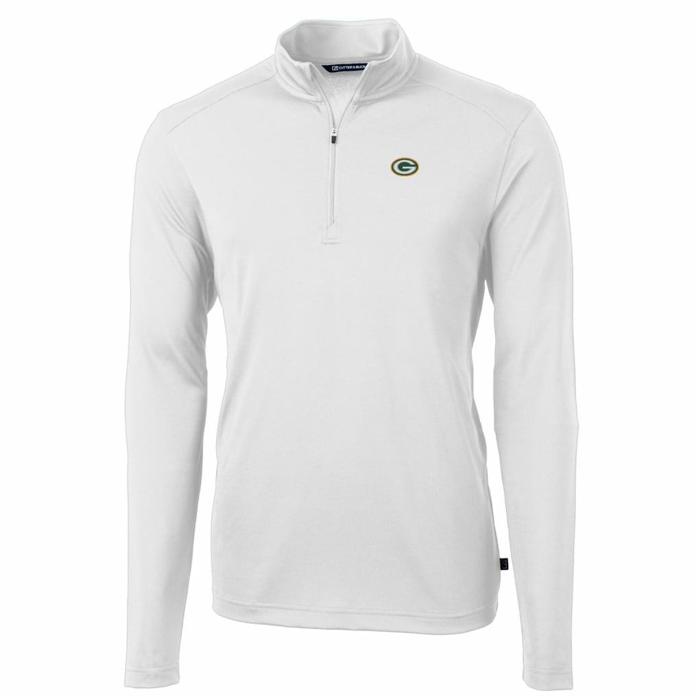 Green Bay Packers Cutter & Buck Big & Tall Virtue Eco Pique Quarter-Zip Pullover Jacket - White - NFL