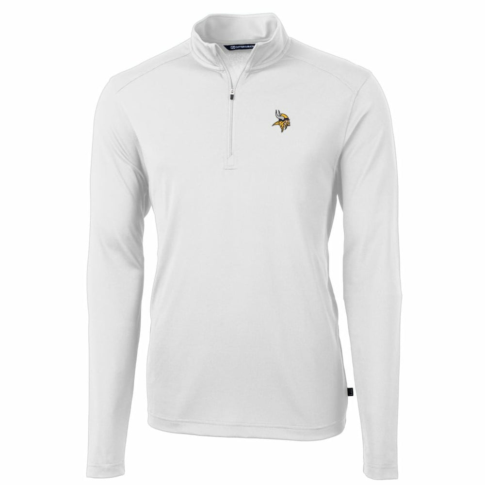 Minnesota Vikings Cutter & Buck Big & Tall Virtue Eco Pique Quarter-Zip Pullover Jacket - White - NFL