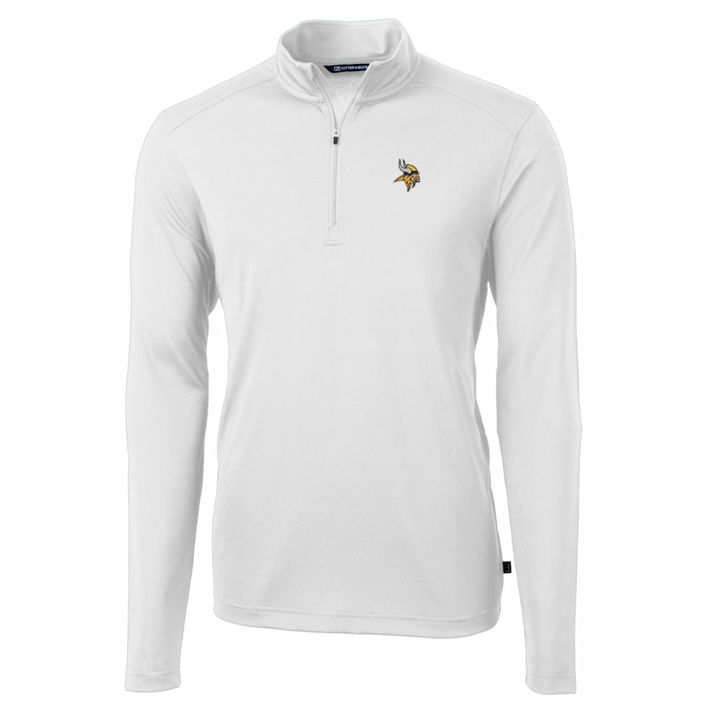 Minnesota Vikings Cutter & Buck Big & Tall Virtue Eco Pique Quarter-Zip Pullover Jacket - White - NFL