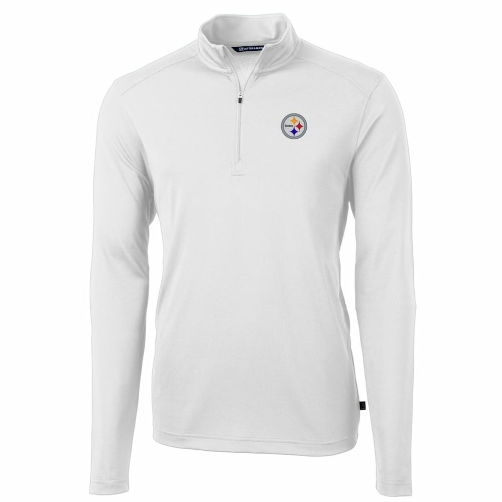 Pittsburgh Steelers Cutter & Buck Big & Tall Virtue Eco Pique Quarter-Zip Pullover Jacket - White - NFL