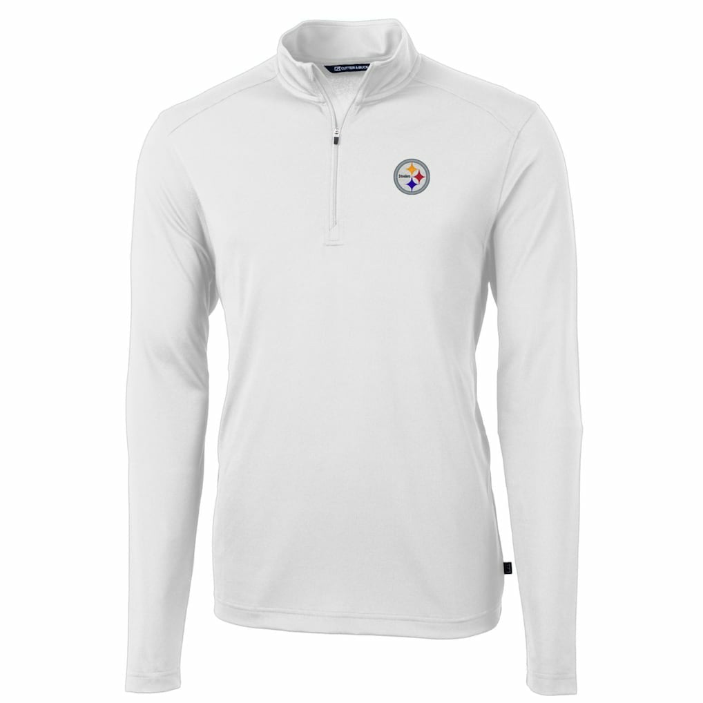 Pittsburgh Steelers Cutter & Buck Big & Tall Virtue Eco Pique Quarter-Zip Pullover Jacket - White - NFL