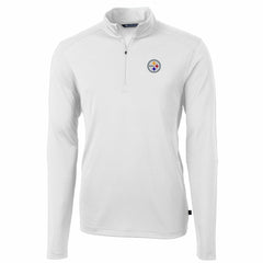 Pittsburgh Steelers Cutter & Buck Big & Tall Virtue Eco Pique Quarter-Zip Pullover Jacket - White - NFL