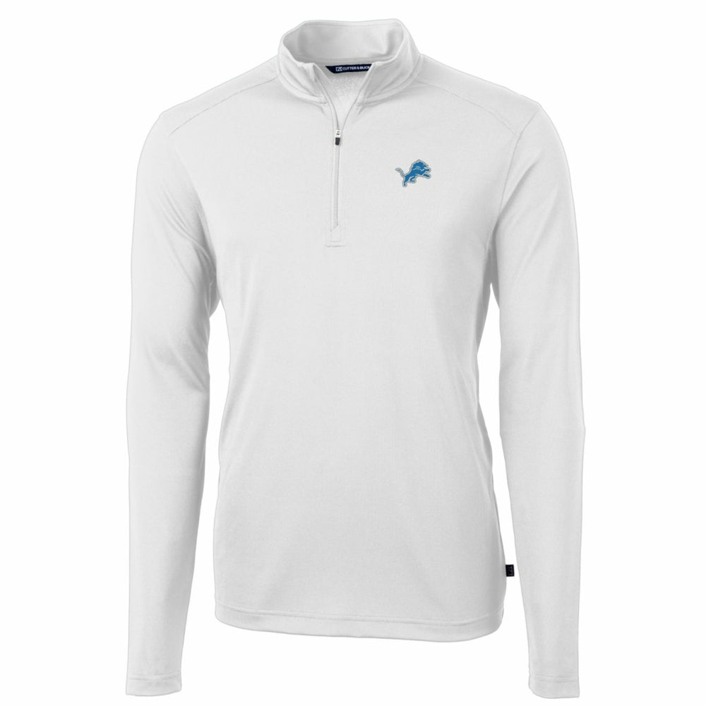 Detroit Lions Cutter & Buck Big & Tall Virtue Eco Pique Quarter-Zip Pullover Jacket - White - NFL