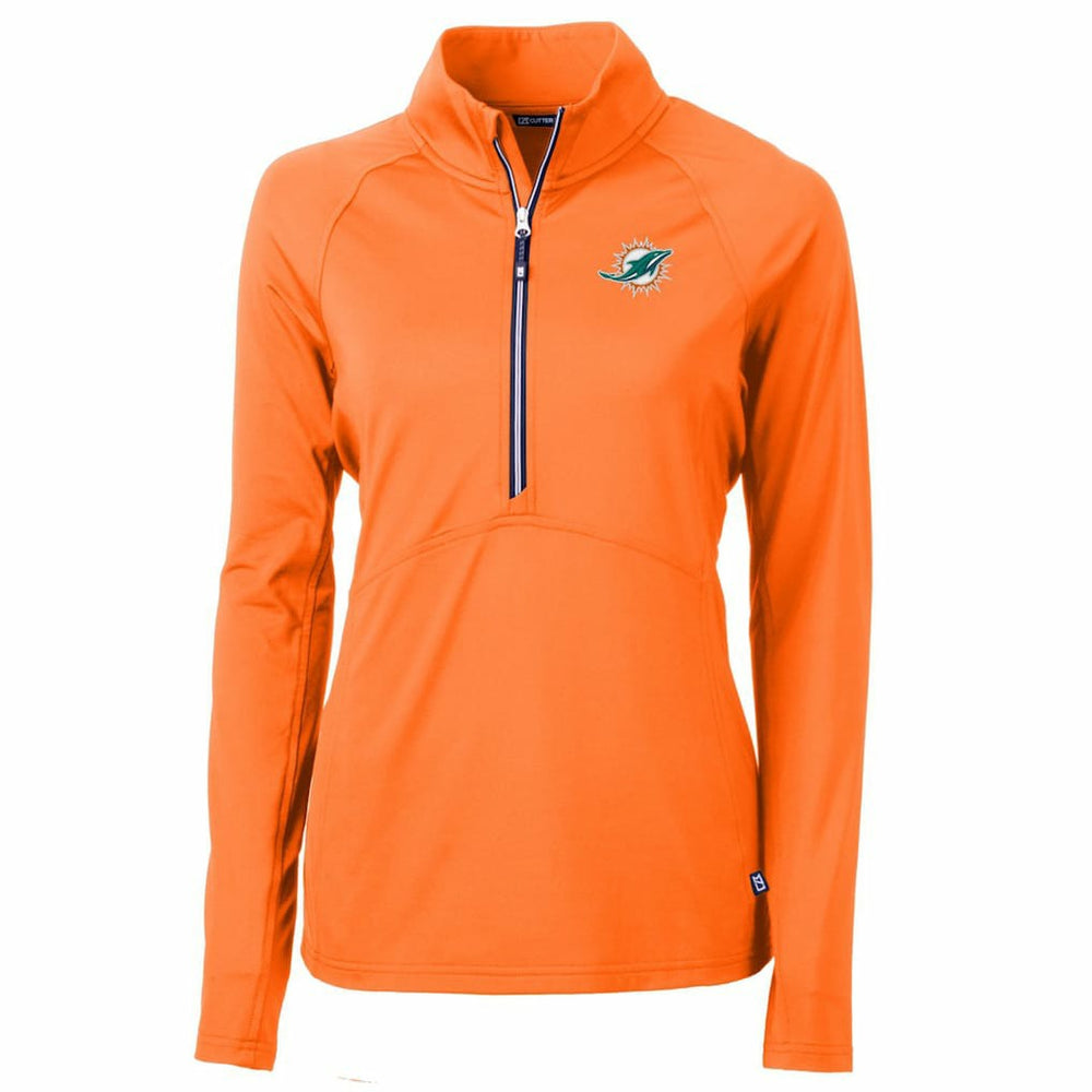 Miami Dolphins Cutter & Buck Women's Adapt Eco Knit Stretch Recycled Half-Zip Pullover Top - Orange - NFL