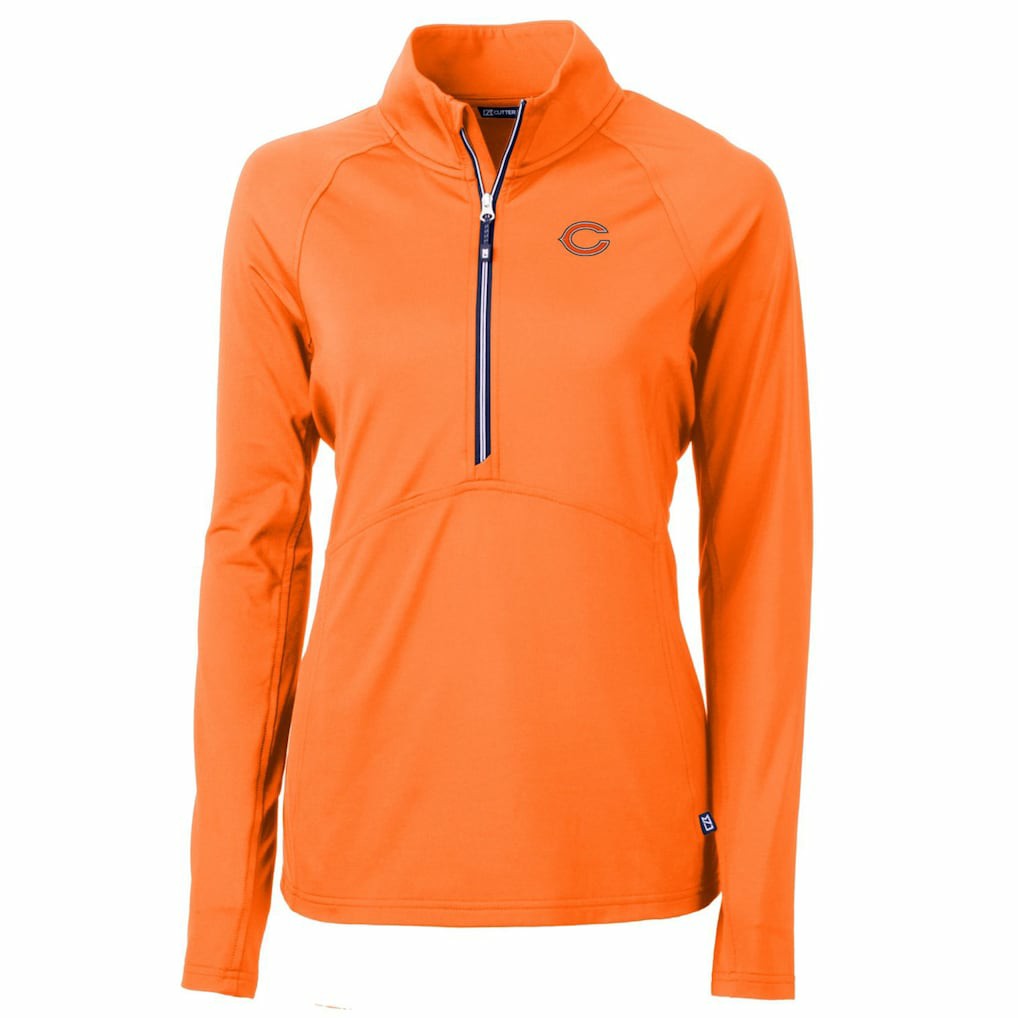 Chicago Bears Cutter & Buck Women's Adapt Eco Knit Stretch Recycled Half-Zip Pullover Top - Orange - NFL