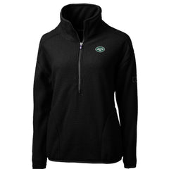 New York Jets Cutter & Buck Women's Cascade Eco Sherpa Fleece Half-Zip Pullover Jacket - Black - NFL