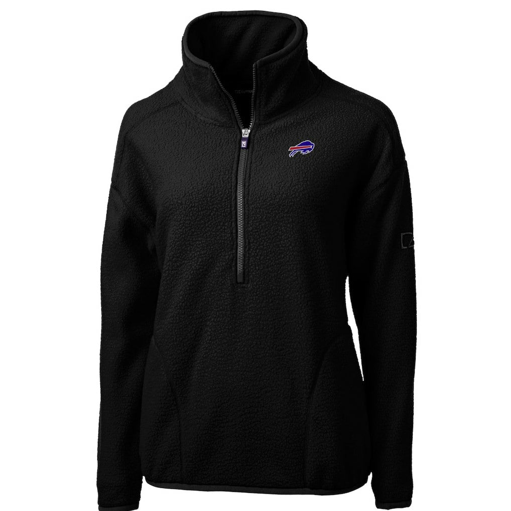 Buffalo Bills Cutter & Buck Women's Cascade Eco Sherpa Fleece Half-Zip Pullover Jacket - Black - NFL