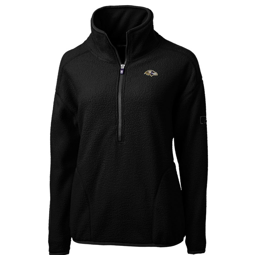 Baltimore Ravens Cutter & Buck Women's Cascade Eco Sherpa Fleece Half-Zip Pullover Jacket - Black - NFL
