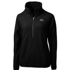 Baltimore Ravens Cutter & Buck Women's Cascade Eco Sherpa Fleece Half-Zip Pullover Jacket - Black - NFL