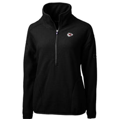 Kansas City Chiefs Cutter & Buck Women's Cascade Eco Sherpa Fleece Half-Zip Pullover Jacket - Black - NFL