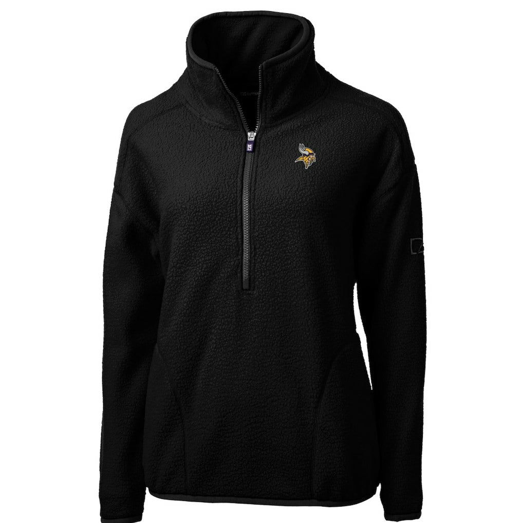 Minnesota Vikings Cutter & Buck Women's Cascade Eco Sherpa Fleece Half-Zip Pullover Jacket - Black - NFL
