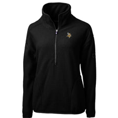 Minnesota Vikings Cutter & Buck Women's Cascade Eco Sherpa Fleece Half-Zip Pullover Jacket - Black - NFL