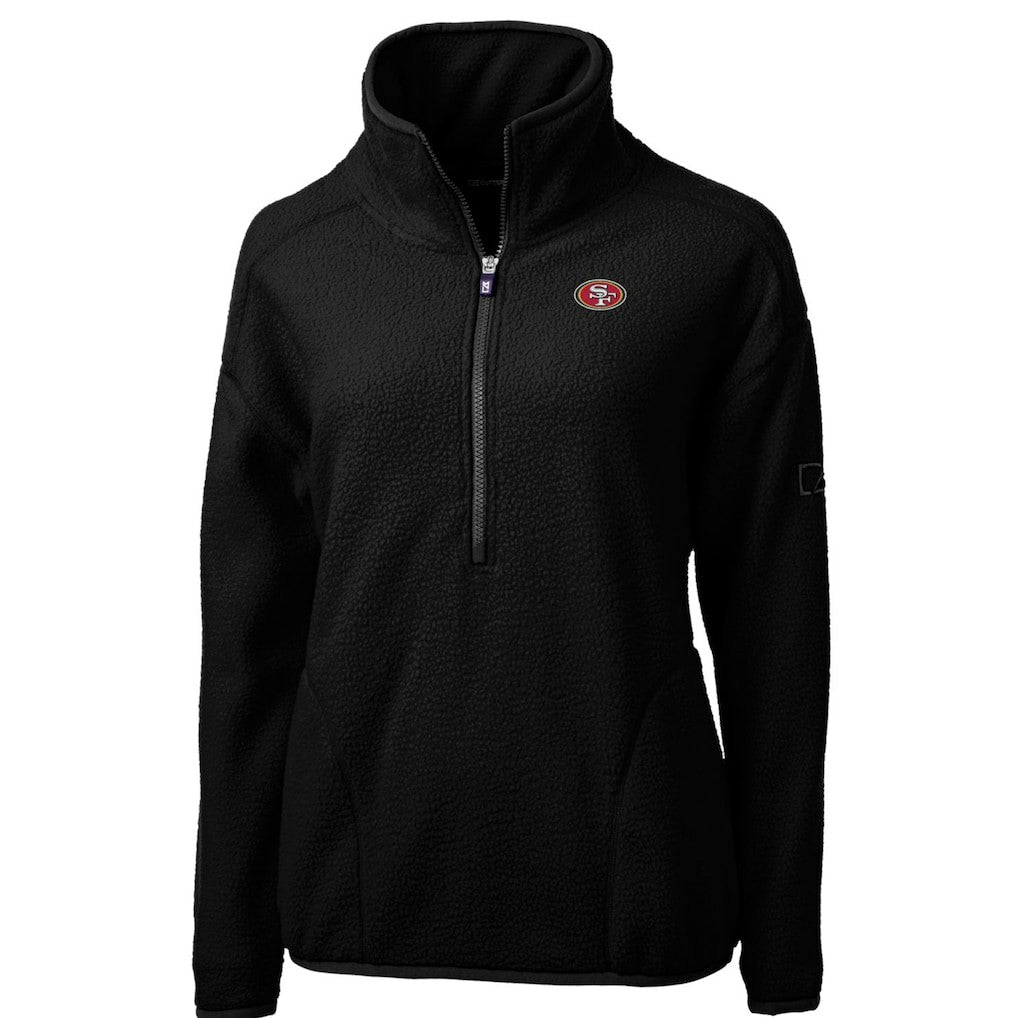 San Francisco 49ers Cutter & Buck Women's Cascade Eco Sherpa Fleece Half-Zip Pullover Jacket - Black - NFL