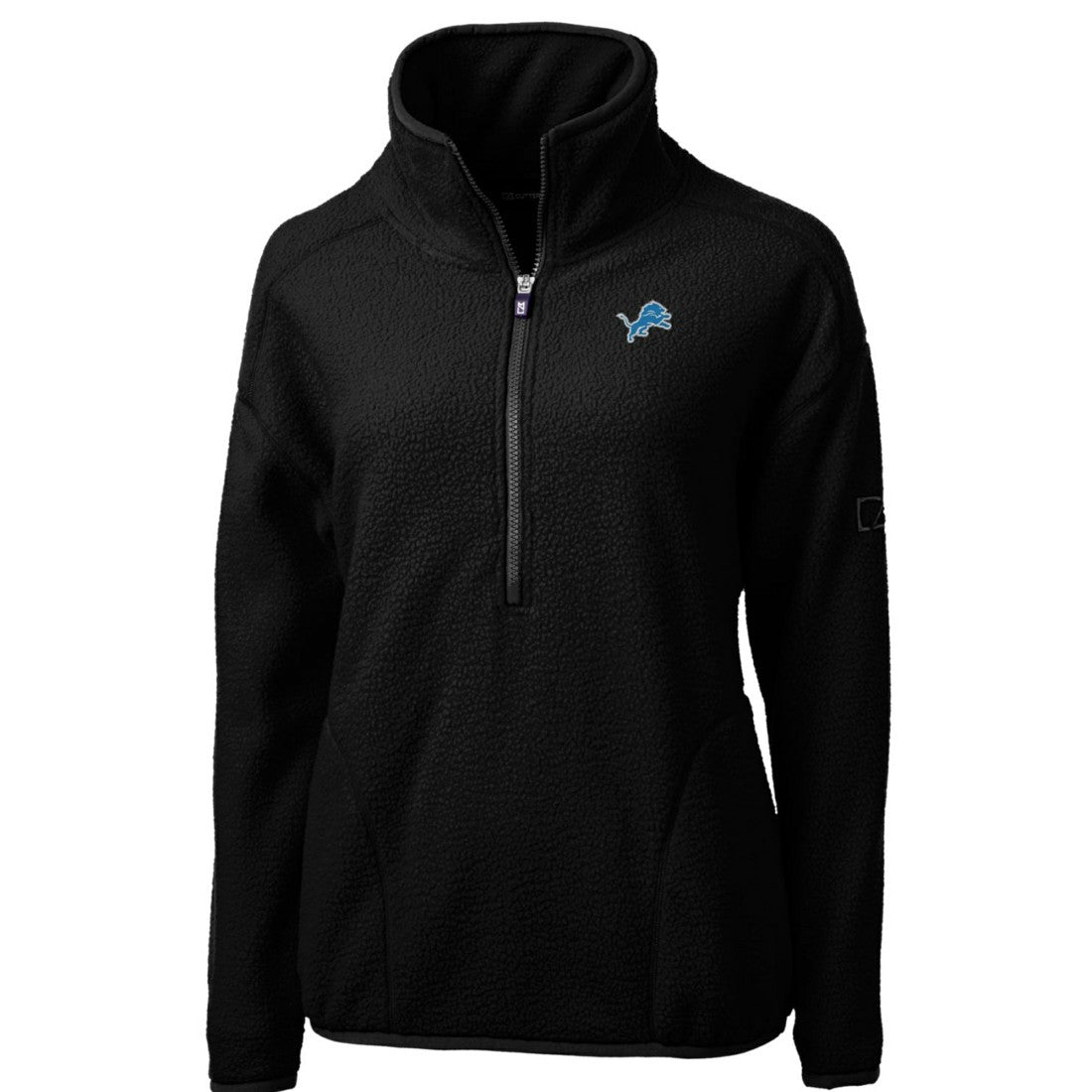 Detroit Lions Cutter & Buck Women's Cascade Eco Sherpa Fleece Half-Zip Pullover Jacket - Black - NFL