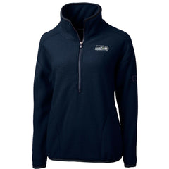 Seattle Seahawks Cutter & Buck Women's Cascade Eco Sherpa Fleece Half-Zip Pullover Jacket - Navy - NFL