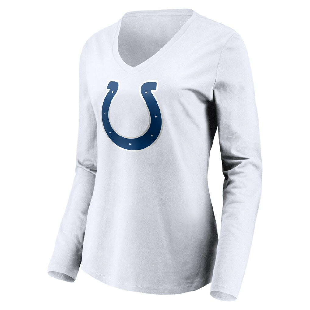 Indianapolis Colts Women's Team Authentic Logo Personalized Name & Number V-Neck Long Sleeve T-Shirt - White - NFL