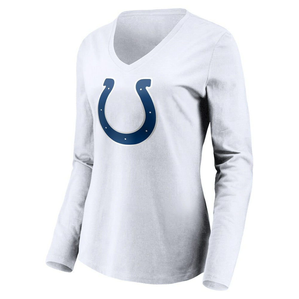 Indianapolis Colts Women's Team Authentic Logo Personalized Name & Number V-Neck Long Sleeve T-Shirt - White - NFL