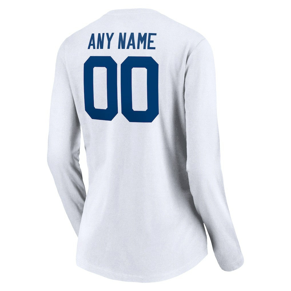Indianapolis Colts Women's Team Authentic Logo Personalized Name & Number V-Neck Long Sleeve T-Shirt - White - NFL