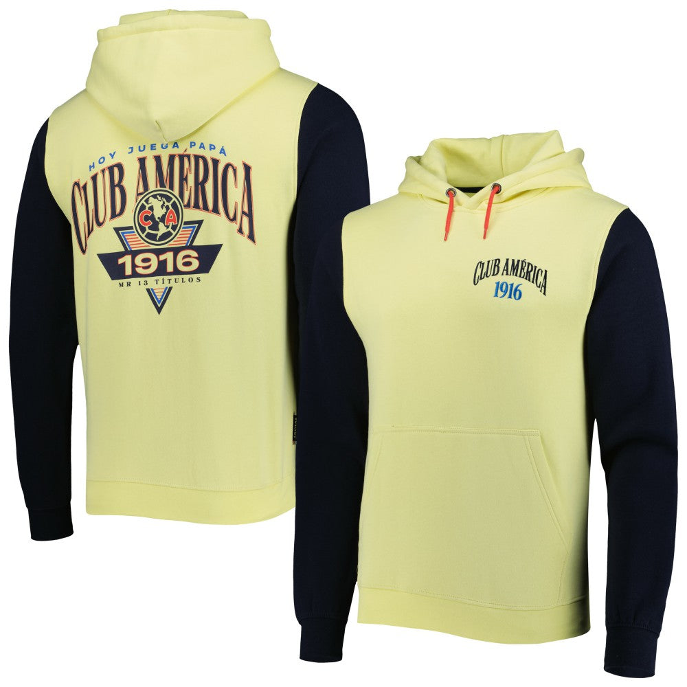 Club America Retro Raglan Pullover Hoodie Yellow