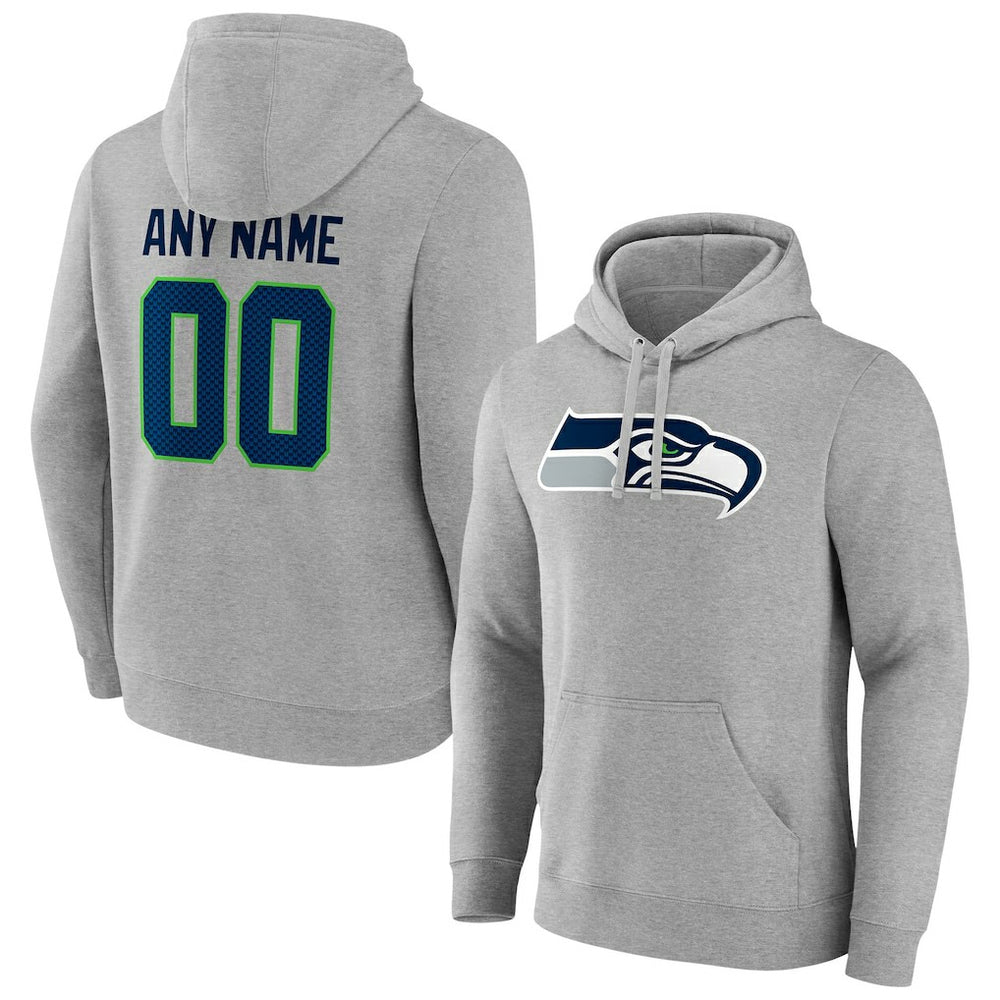 Seattle Seahawks Team Authentic Custom Pullover Hoodie - Heathered Gray - NFL