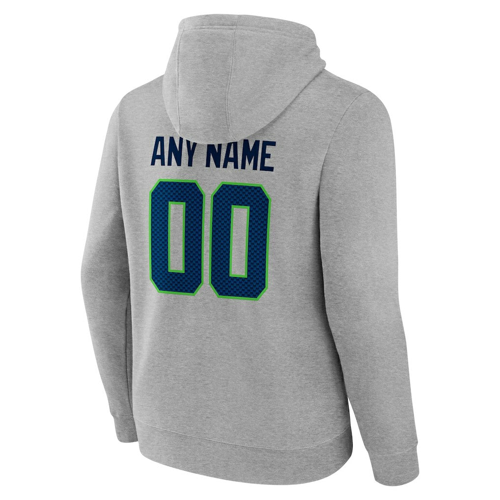 Seattle Seahawks Team Authentic Custom Pullover Hoodie - Heathered Gray - NFL