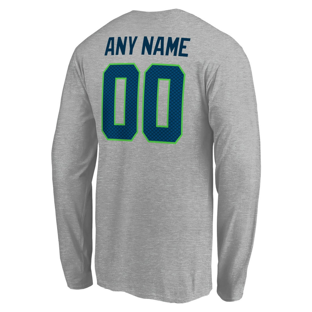 Seattle Seahawks Team Authentic Custom Long Sleeve T-Shirt - Gray - NFL