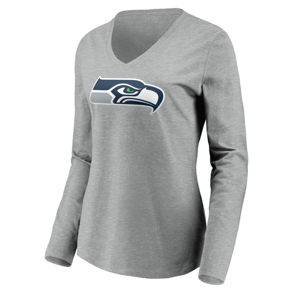 Seattle Seahawks Women's Team Authentic Custom Long Sleeve V-Neck T-Shirt - Gray - NFL