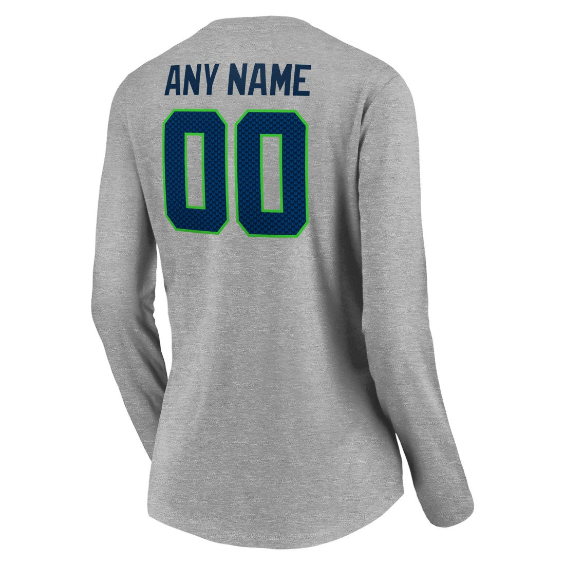 Seattle Seahawks Women's Team Authentic Custom Long Sleeve V-Neck T-Shirt - Gray - NFL