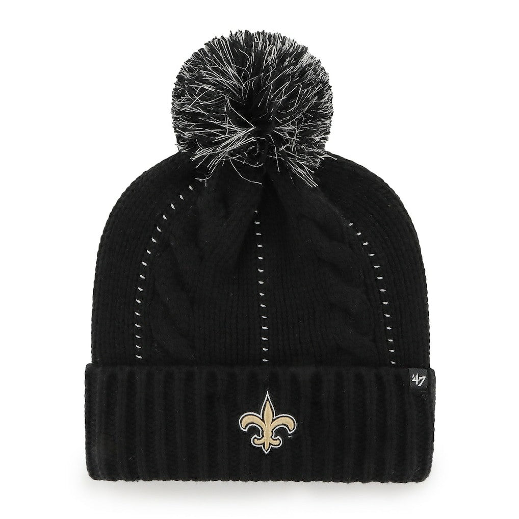 New Orleans Saints '47 Women's Bauble Cuffed Knit Hat with Pom - Black - 47 brand