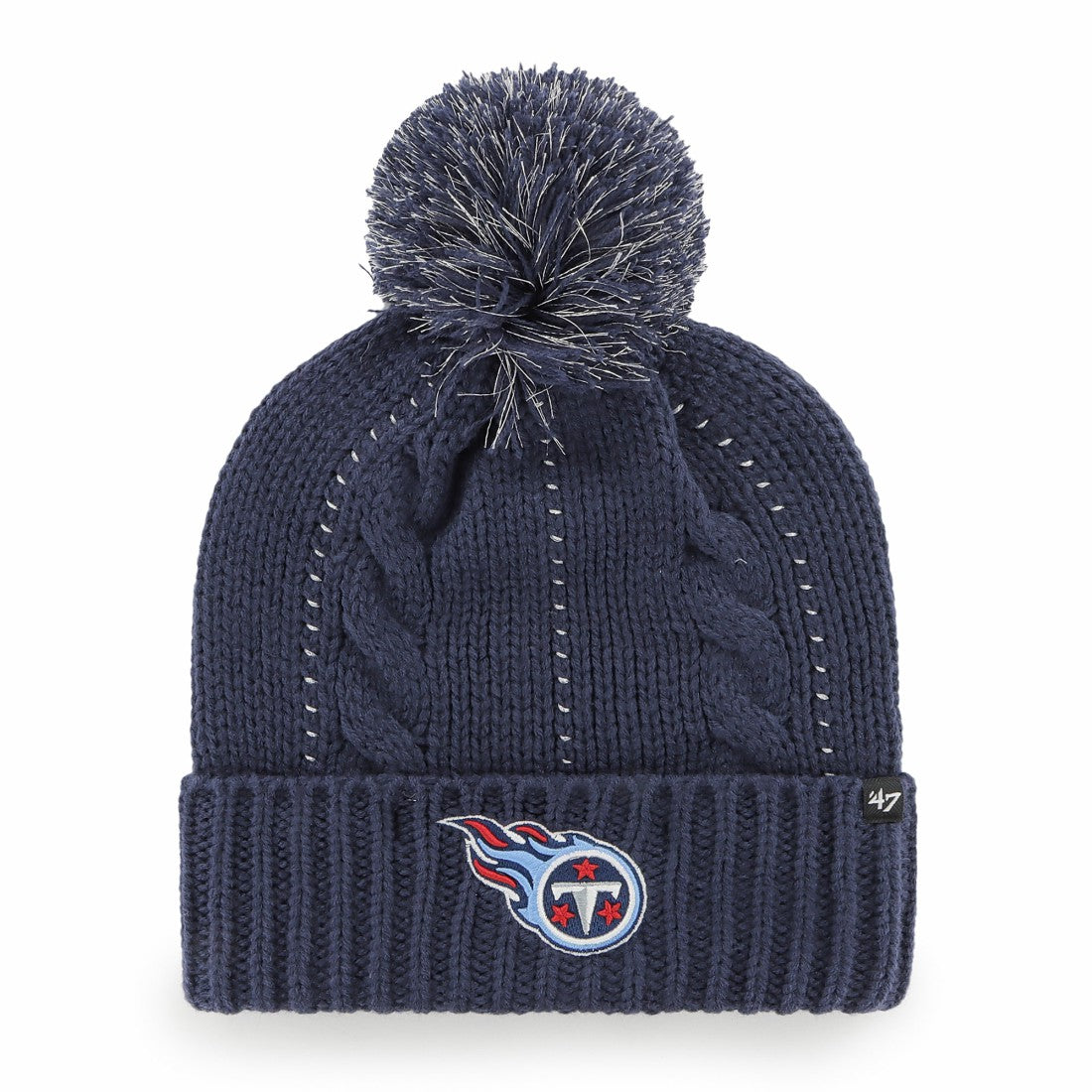 Tennessee Titans '47 Women's Bauble Cuffed Knit Hat with Pom - Navy - 47 brand