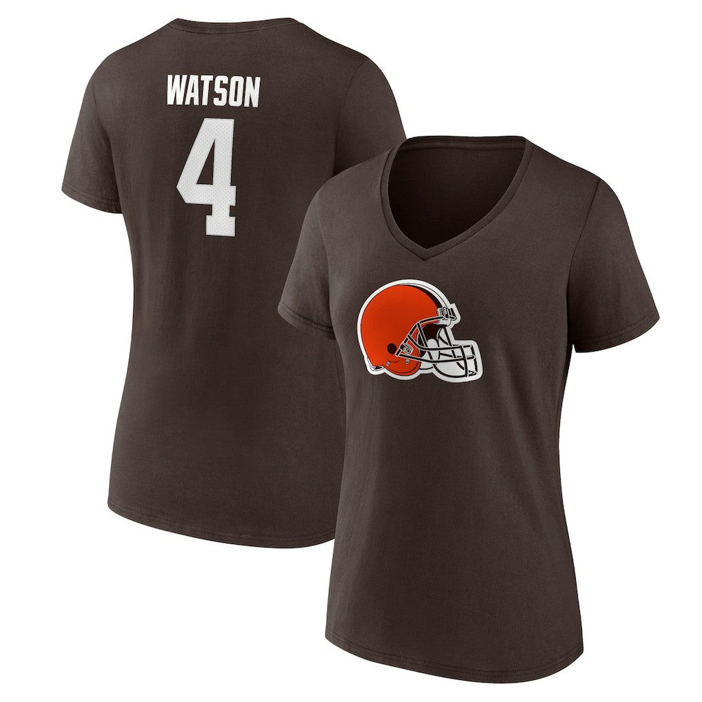 Deshaun Watson Cleveland Browns Women's Player Icon Name & Number V-Neck T-Shirt - Brown - Fanatics