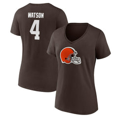 Deshaun Watson Cleveland Browns Women's Player Icon Name & Number V-Neck T-Shirt - Brown - Fanatics
