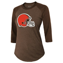Deshaun Watson Cleveland Browns Majestic Threads Women's Name & Number Raglan 3/4 Sleeve T-Shirt - Brown - NFL