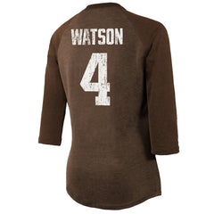 Deshaun Watson Cleveland Browns Majestic Threads Women's Name & Number Raglan 3/4 Sleeve T-Shirt - Brown - NFL