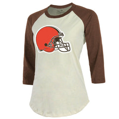 Deshaun Watson Cleveland Browns Majestic Threads Women's Player Name & Number Tri-Blend Three-Quarter Sleeve T-Shirt - Cream - NFL