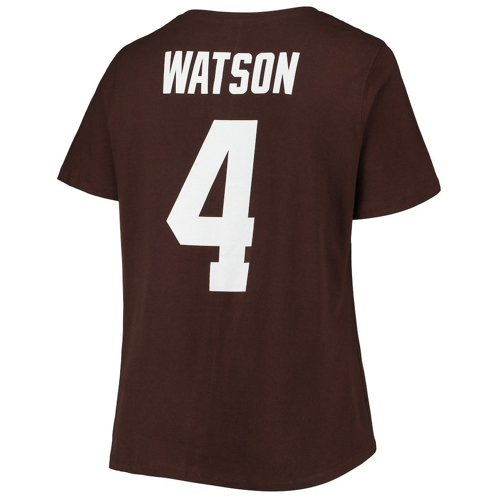 Deshaun Watson Cleveland Browns Women's Plus Size Player Name & Number V-Neck T-Shirt - Brown - Fanatics